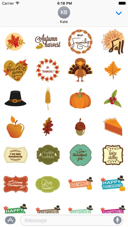 Thanksgiving Stickers Pack for iMessage Text Chat