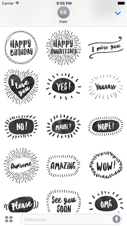 Hello Stickers for iMessage - Black & White ed. screenshot-4