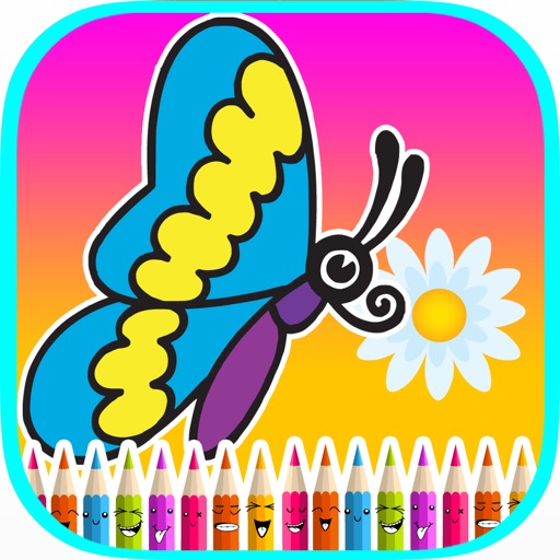 Butterfly Fairy and Bugs Coloring Book for Kids Icon