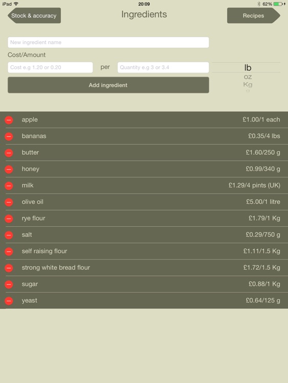 Recipe Costing Calculator