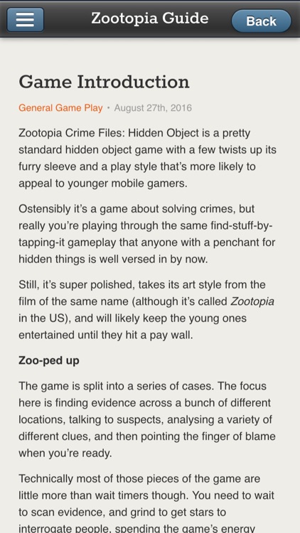 Guide for Zootopia Crime Files