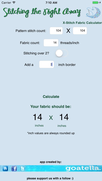 Cross Stitch Calculator