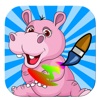 Amazing Hippo Jungle Coloring Page Game For Kids