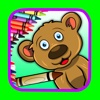 Game Bear Coloring Page for Kids Painting Design