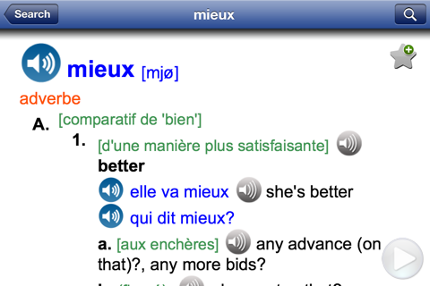 English / French dictionary Reference Larousse Mobile
