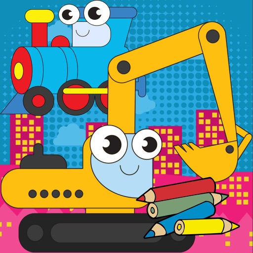 Vehicle coloring book free crayon game for toddler Icon