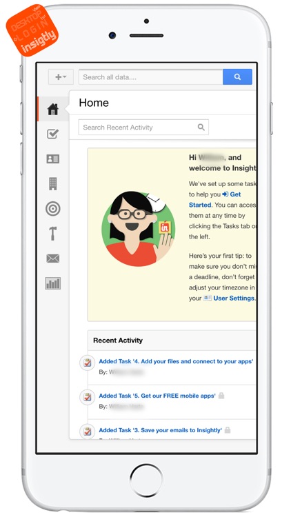 DESKTOP VIEW + LOGIN for insightly