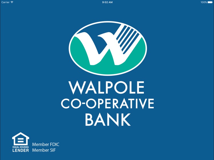 Walpole Co-operative Bank Mobile Banking for iPad