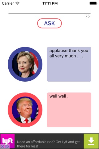 Banter - Chat with Trump and Hillary screenshot 2