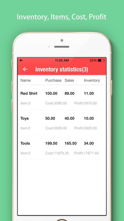 Items Storage-Inventory Control & Sales management