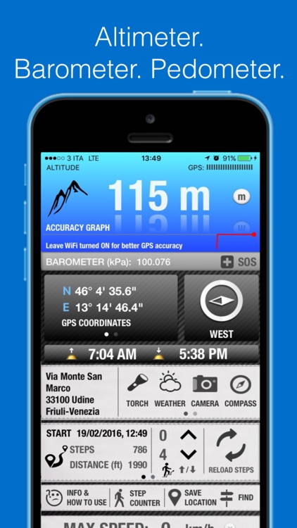 Altimeter GPS - with speedometer, barometer, maps screenshot-0