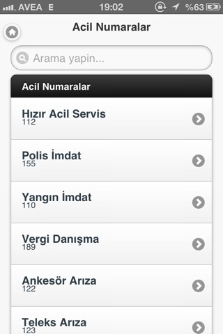 Acil Numaralar screenshot 2