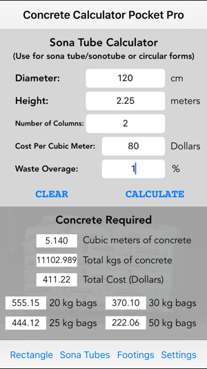 Concrete Calculator Pocket Pro - Standard & Metric(圖4)-速報App