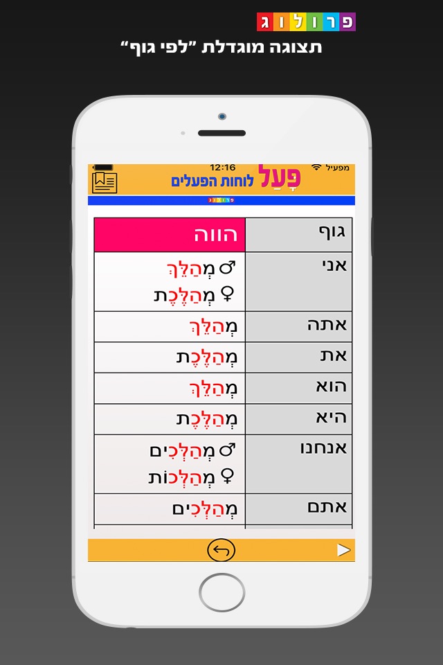 Hebrew Verbs & Conjugations, PROLOG screenshot 3