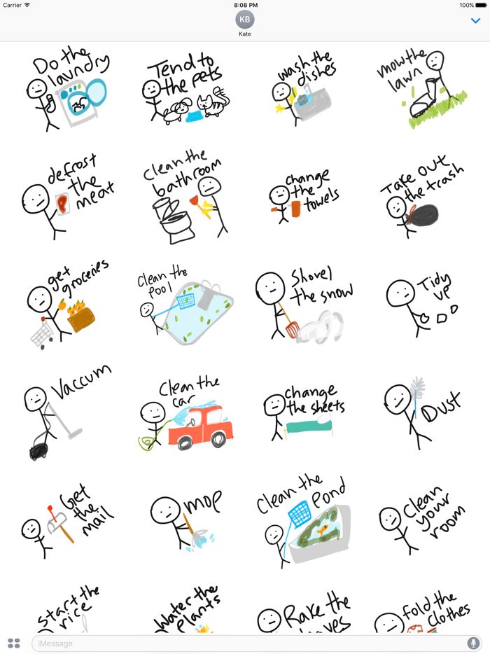 Chore sticker pack -  to do stickers for iMessage