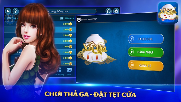 Game danh bai Xoc Dia, tien len mien nam, tai xiu