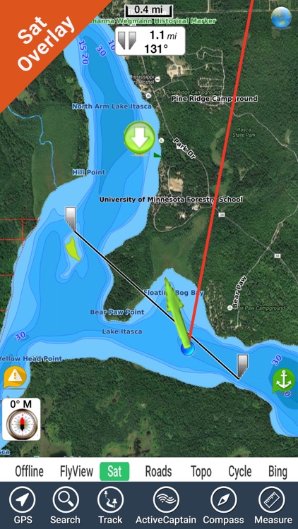 Lake Itasca Minnesota HD GPS fishing map offline