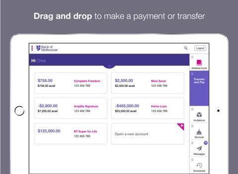 Bank of Melbourne iPad Banking screenshot 2