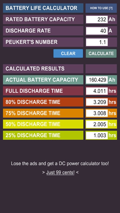 DC Battery Life Calculator