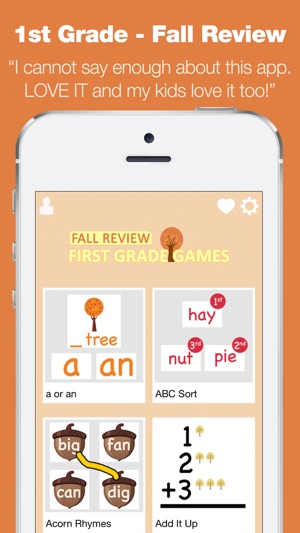 First Grade Learning Games - Fall Review