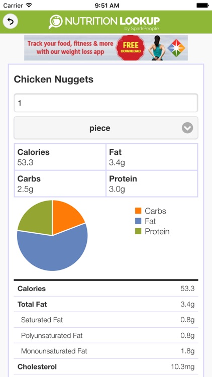 Nutrition Lookup by SparkPeople
