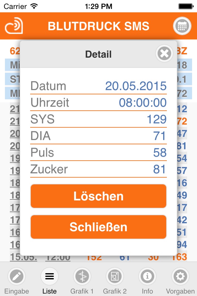 BlutdruckSMS screenshot 3