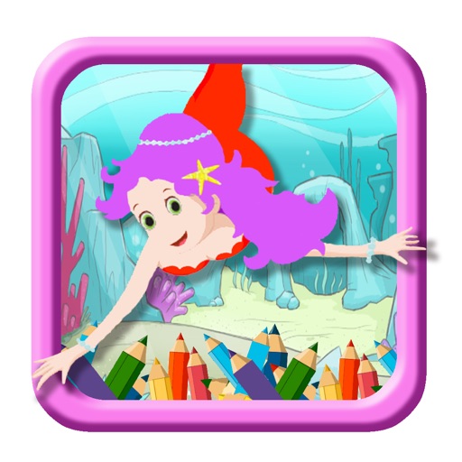 Baby Mermaid Coloring Books Game Icon