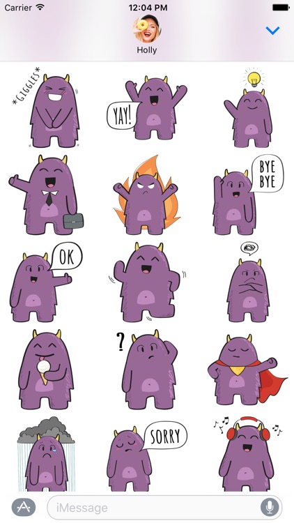 Purple Derp – Monster Stickers for iMessage