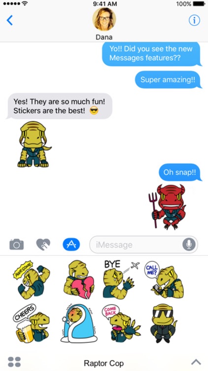 Raptor Cop stickers by Beardownize for iMessage