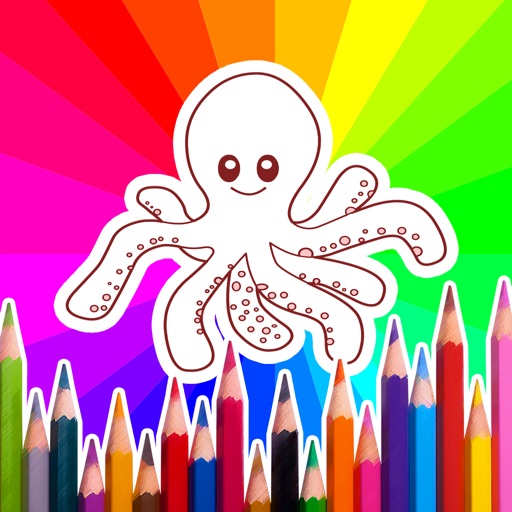 Animals of the Ocean Coloring Book Learning Kids Icon