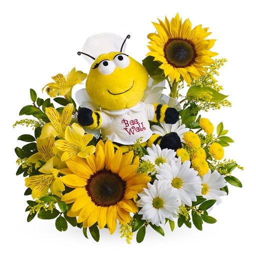 Get Well Flowers Sticker - Flower Bouquet