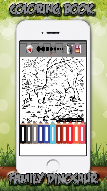 Kids Coloring Book Family Dinosaur