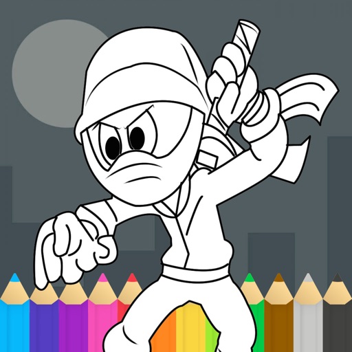 Ninja Fighting Coloring Page Free Game for Kids Icon