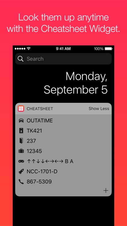 Cheatsheet Widget