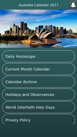 Australia Calendar 2017 with Horoscope