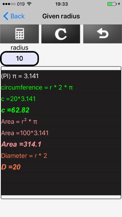 Circle Formulas Calculator screenshot-3