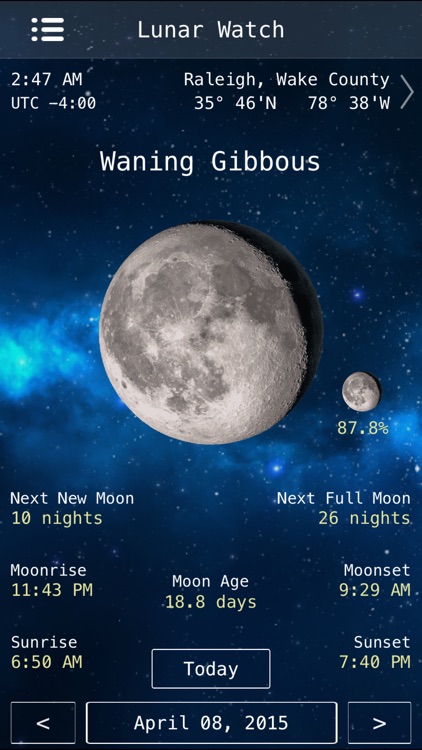 Lunar Watch moon phase calendar
