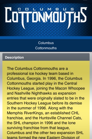 Columbus Cottonmouths Hockey Team screenshot 2