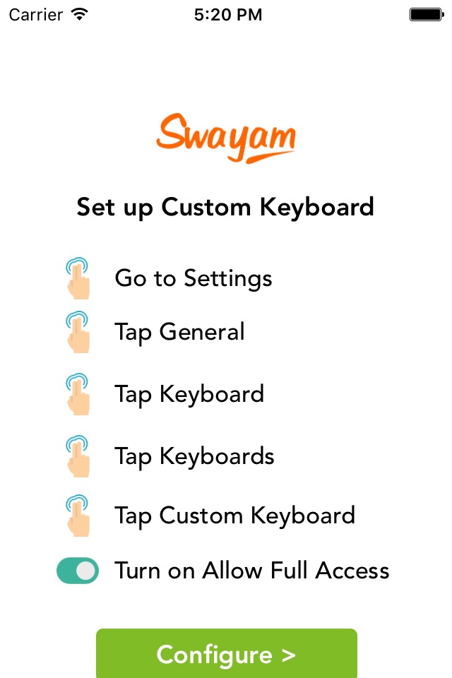 Universal Custom Keyboard iOS - By Swayam Infotech screenshot 2