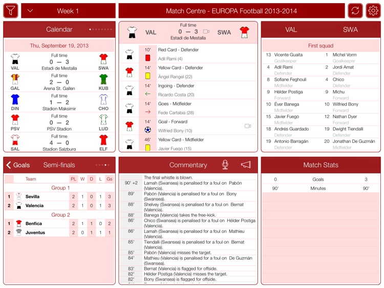 EUROPA Football 2013-2014 - Match Centre