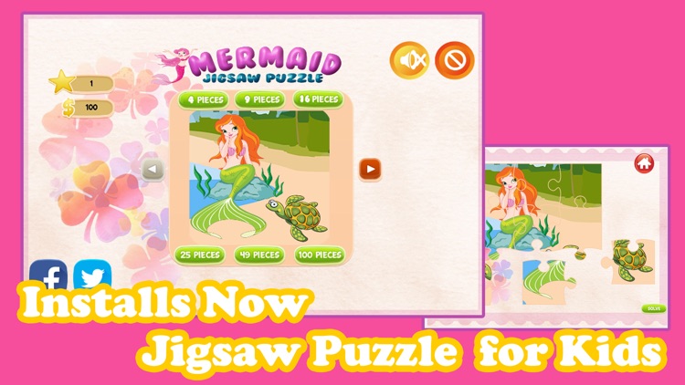 Cute Mermaid Princess Jigsaw Puzzle Game Free - UnderWater Marine Animals Magic Games Brain Training Education For Kids