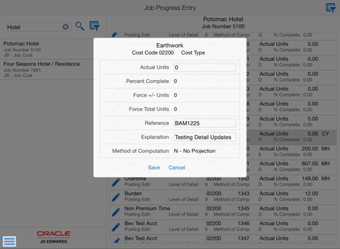 Job Progress Entry Tablet for JDE E1 screenshot 2
