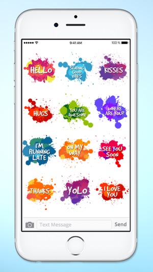 Watercolor Paint Splat Words Text Sticker Pack(圖3)-速報App