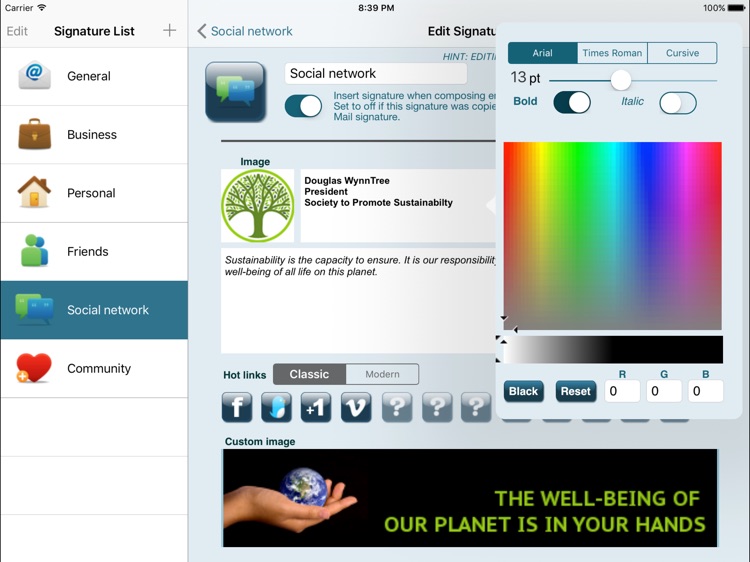 Email Signature Enterprise for iPad