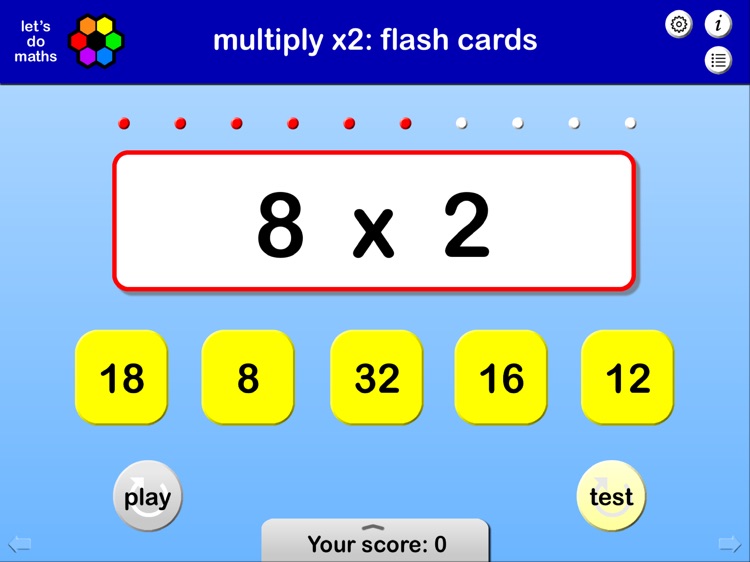 Multiplication facts x2 x5 x10