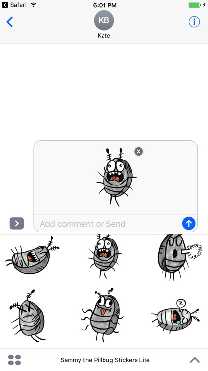 Sammy the Pillbug Stickers Lite