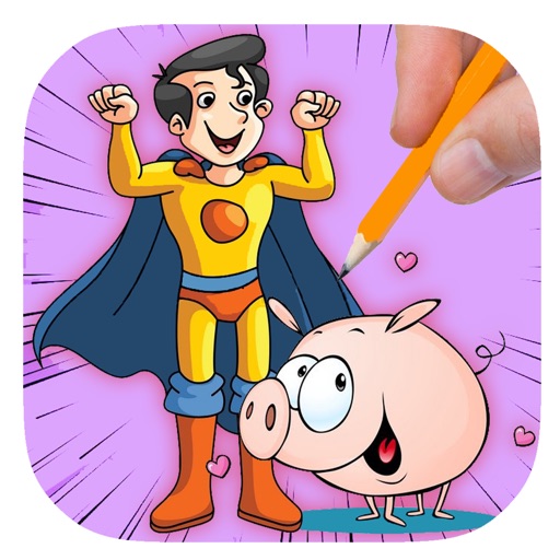 Super Hero And Pig Coloring Page Game Edition