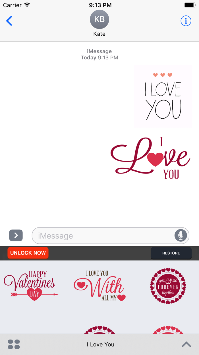 I Love You - Couple Stickers for Valentines Day
