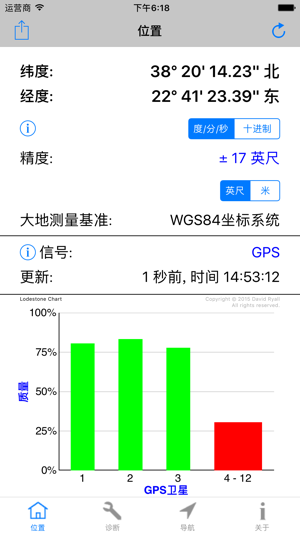 GPS診斷 - 衛星測試工具和坐標