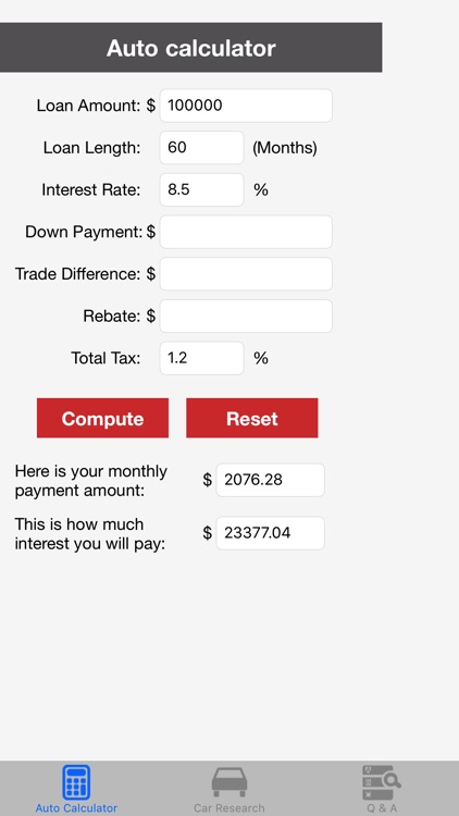 Auto Loan Payment Calculator